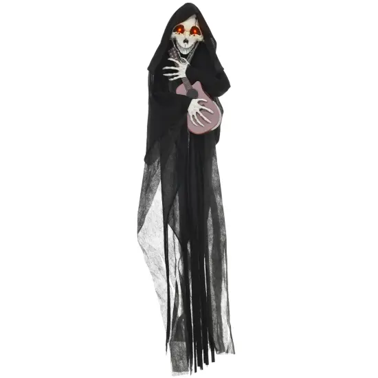 Guitar-Playing Grim Reaper Outdoor Halloween Decoration Animatronic {1}