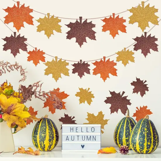 45Pcs Fall Glitter Maple Leaf - Assorted,yellow {4}