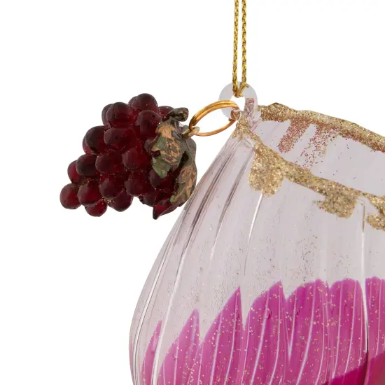 Northlight 4.25" Red and Clear Glittered Wine Glass Christmas Ornament {5}