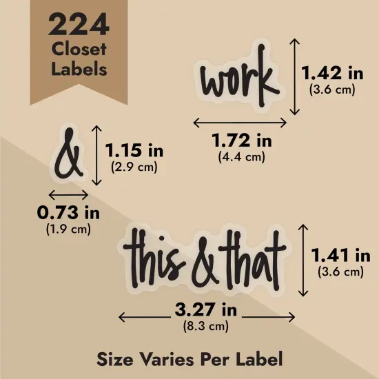 Talented Kitchen 224 Closet Labels for Bins and Baskets, Preprinted Black Script Stickers for Organization and Storage (Water Resistant) {4}