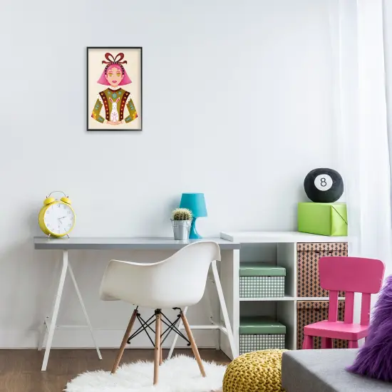 Stupell Industries Pink Haired Girl & Bunny Framed Giclee Design by Hannah Moren {2}