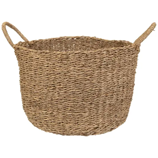 Northlight Natural Beige Round Seagrass Table and Floor Baskets - Set of 3 {4}