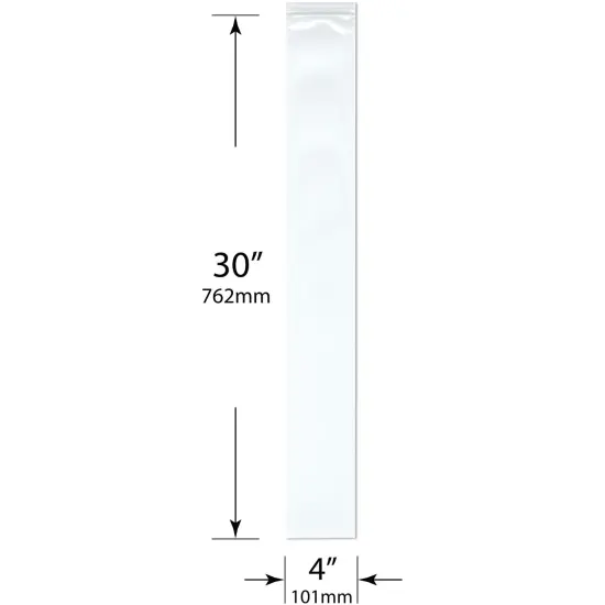 Plymor 4" x 30" (Pack of 100), 4 Mil Heavy Duty Zipper Reclosable Plastic Bags {3}
