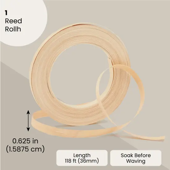 Thin Flat Reed Coil, 5/8" Wide for Wicker Basket Weaving Supplies, DIY Crafts (0.5 lbs, 118 Ft) Brown {4}