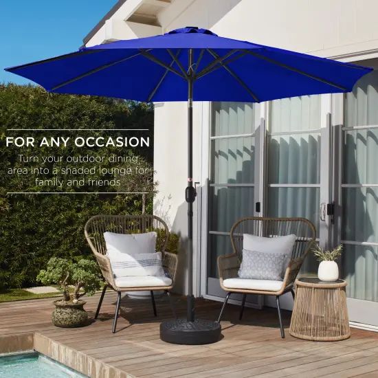 Best Choice Products 10ft Outdoor Steel Market Patio Umbrella w/ Crank, Tilt Push Button, 6 Ribs Resort Blue {3}