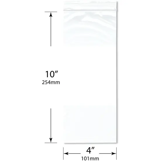 Plymor 4" x 10" (Pack of 100), 2 Mil White-Block Zipper Reclosable Plastic Bags {3}