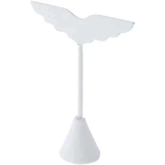 Plymor White Faux Leather Wing Shaped, Three Pair Earring Display Stand, 3" W x 1.25" D x 4.75" H {1}