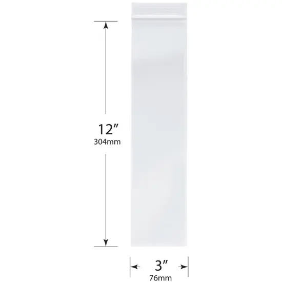 Plymor 3" x 12", 2 Mil Zipper Reclosable Plastic Bags {3}
