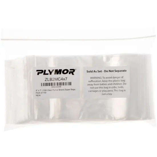 Plymor 4" x 7", 2 Mil Zipper Reclosable Plastic Bags {4}
