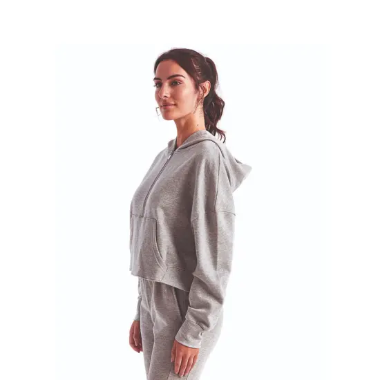 Tridri® Ladies Alice Half Zip Hooded Sweatshirt HEATHER GREY {5}