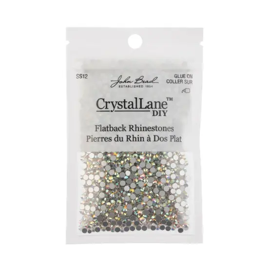 Crystal Lane DIY SS12 Glass Flatback Rhinestones, 2880pcs Crystal AB {3}
