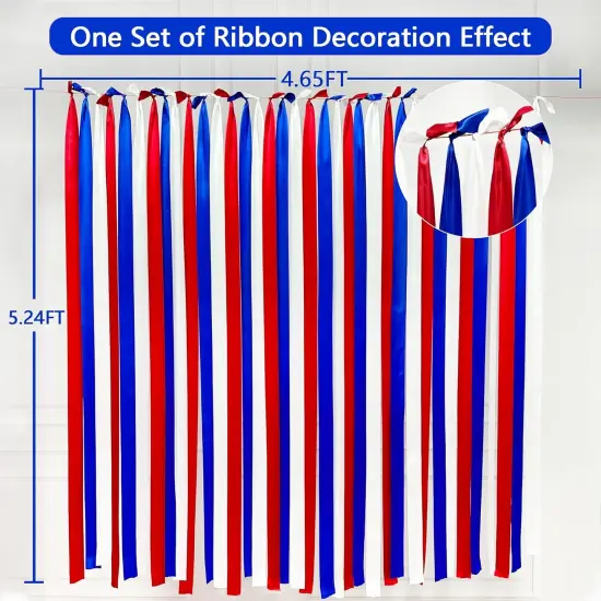 Red Blue and White Party Decorations Ribbon Fringe Hanging Curtain Streamer Backdrop Garlands for 4th of July American Independence Day USA National Day Patriotic Veterans Birthday Graduation Wedding {3}