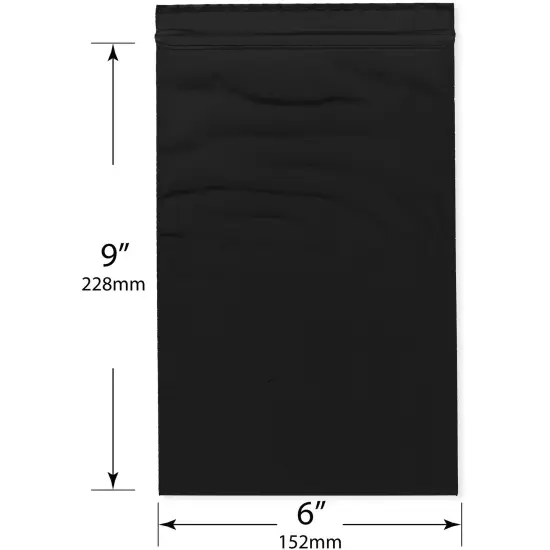 Plymor 6" x 9", Black 2 Mil Zipper Reclosable Plastic Bags {3}