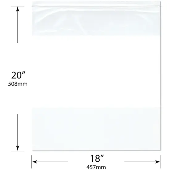 Plymor 18" x 20" (Pack of 100), 2 Mil White-Block Zipper Reclosable Plastic Bags {3}