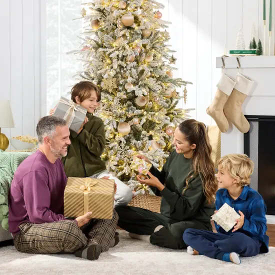 Best Choice Products Pre-Lit Flocked Full Aspen Noble Fir Christmas Tree w/ 2-in-1 Glowing LEDs {4}