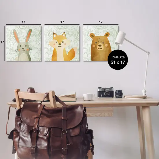 Stupell Industries Joyful Woodland Animals 3pc Canvas Set Design by Kim Allen {3}