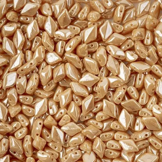 Matubo 2-Hole Czech Glass Opaque Luster Gemduo Beads, 50g Ivory White {1}