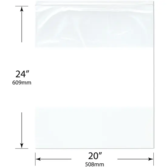 Plymor 20" x 24" (Pack of 50), 2 Mil White-Block Zipper Reclosable Plastic Bags {3}