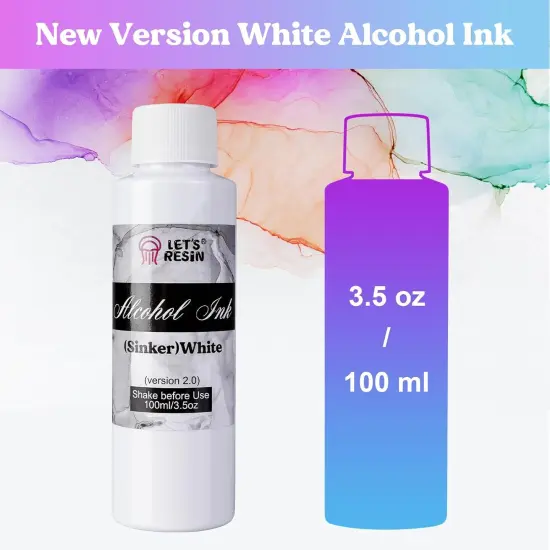 LET'S RESIN White Alcohol Ink for Epoxy Resin, Upgraded White Alcohol Ink 3.5oz/100ml, Alcohol-Based Resin Ink, White Resin Pigment for Resin Petri, Tumblers, Painting, Resin Art {3}
