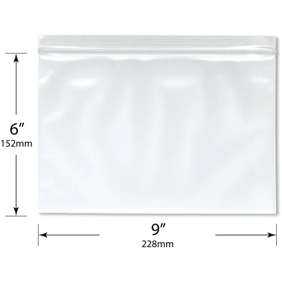 Plymor 9" x 6" (Pack of 100), 4 Mil Heavy Duty Zipper Reclosable Plastic Bags {3}
