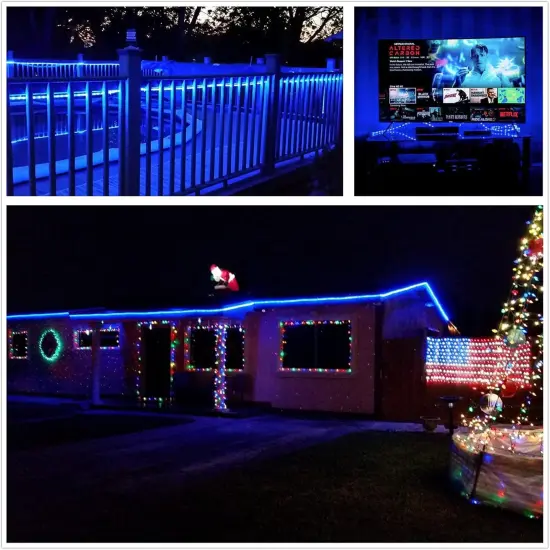 100Ft Blue LED Rope Lights, Outdoor String Lights Waterproof Decorative Lighting for Indoor/Outdoor, Camper Lights for Outside, Deck, Patio, Eaves, Backyards Garden, Christmas Decorations {5}