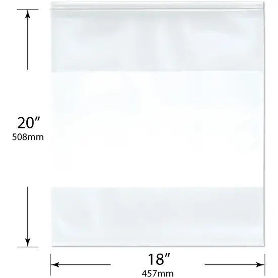 Plymor 18" x 20" (Pack of 50), 6 Mil Industrial Duty White-Block Zipper Reclosable Plastic Bags {3}