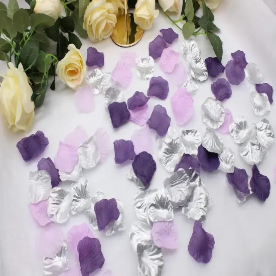 1000PCS Purple Lavender Silver Silk Rose Petal Violet Lilac Silver Artificial Flower Petal for Wedding {2}