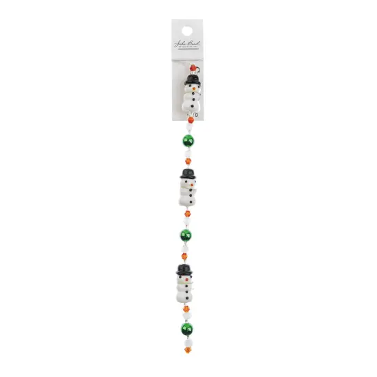 Crystal Lane DIY 7" Lampwork Designer Holiday Glass Bead Mix Strand Snowman / Black {3}