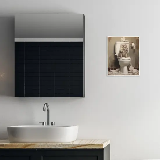 Stupell Industries Cat & Torn Toilet Paper Wall Plaque Design by Arlington Prints {2}