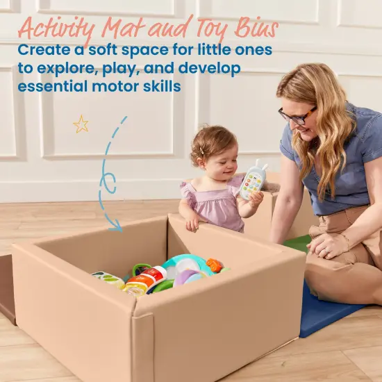 Play Patch Activity Mat and Toy Bins, Beginner Playset, 6-Piece Earthtone {3}