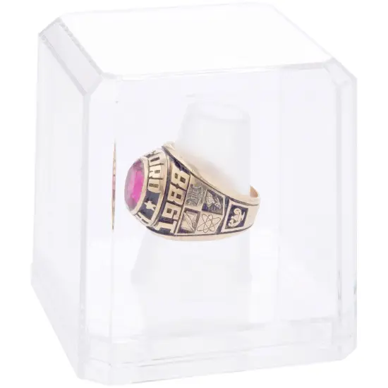 Pioneer Plastics 020C Clear Acrylic Ring Finger Display Case with Clear Base, 2.25" W x 2.25" D x 2.5" H {3}