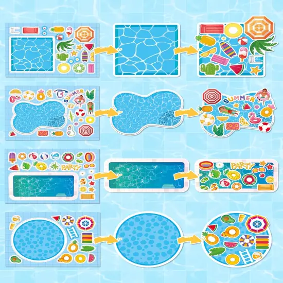 32 Sheets Make‑a‑Pool Stickers for Kids &ndash; Mix & Match Craft Kit &ndash; Summer Party Favors & Activities {5}