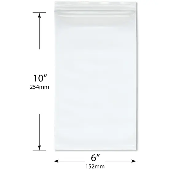 Plymor 6" x 10" (Pack of 100), 6 Mil Industrial Duty Zipper Reclosable Plastic Bags {3}