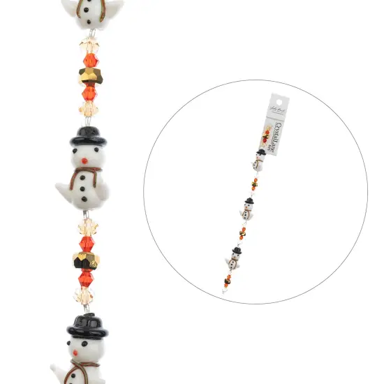 Crystal Lane DIY 7" Lampwork Designer Holiday Glass Bead Mix Strand Snowman Hugs {4}