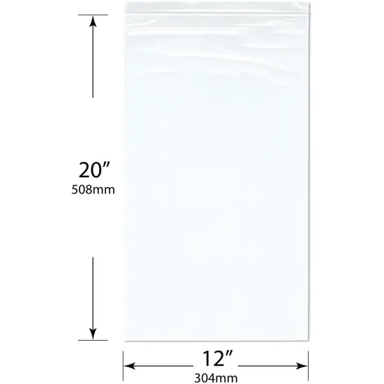 Plymor 12" x 20" (Pack of 100), 2 Mil Zipper Reclosable Plastic Bags {3}