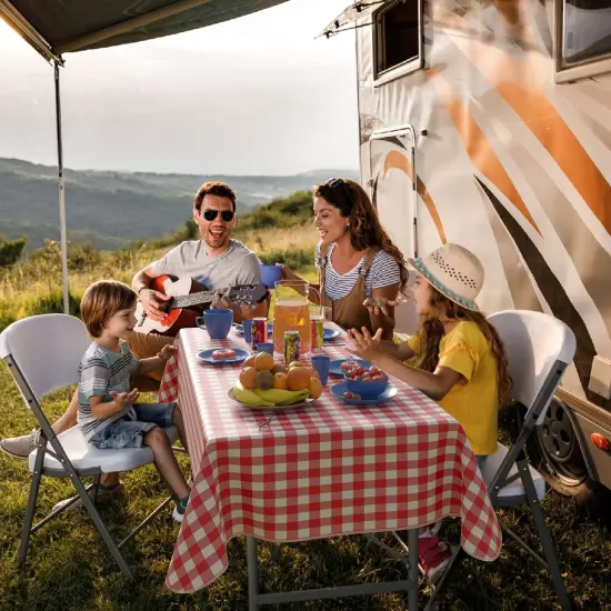 Exquisite Vinyl Tablecloth &ndash; 54" x 108" &ndash; Pack of 1 &ndash; Rectangular Plastic Table Cover with Flannel Backing &ndash; Reusable & Waterproof Tablecloth for Events and Parties Red Gingham {4}