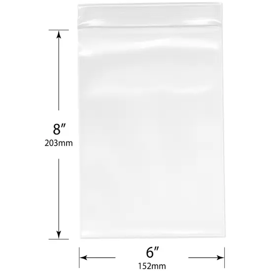 Plymor 6" x 8", 6 Mil Industrial Duty Zipper Reclosable Plastic Bags {3}