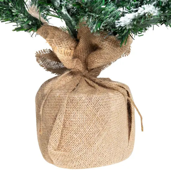 Northlight Frosted Pine Artificial Christmas Tree in Burlap Base - 3.5' - Unlit Green {5}