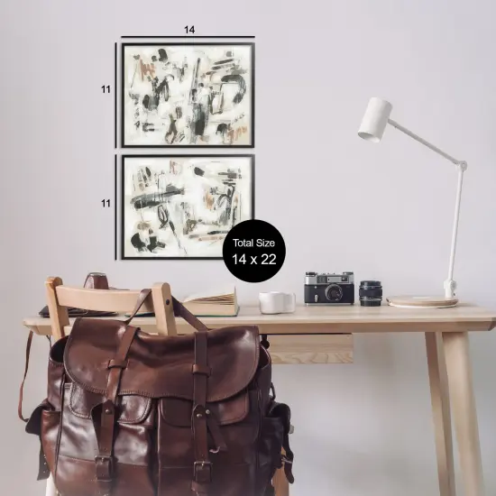 Stupell Industries Neutral Earth Tones Abstraction 2pc Framed Giclee Set Design by June Erica Vess {3}