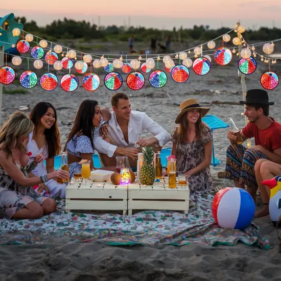 24 Sets Summer Crafts Beach Ball Paper Craft Kits Tissue Paper Sign with Colorful Sticker Acetates DIY Beach Ball Art Kits {5}