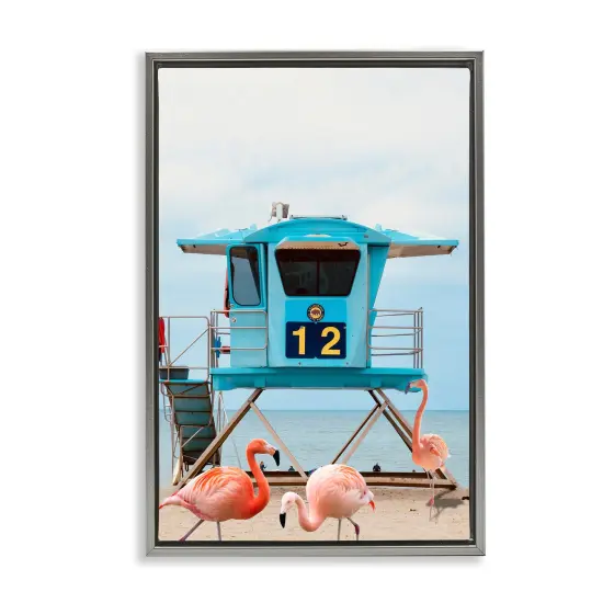 Stupell Industries Beach Shore with Flamingoes Floating Frame Design by Ashley Singleton {1}