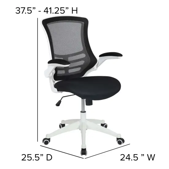 Emma and Oliver Mid-Back Mesh Swivel Ergonomic Task Office Chair with Flip-Up Arms Red Mesh/Black Frame {10}