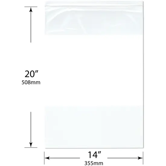 Plymor 14" x 20" (Pack of 100), 2 Mil White-Block Zipper Reclosable Plastic Bags {3}