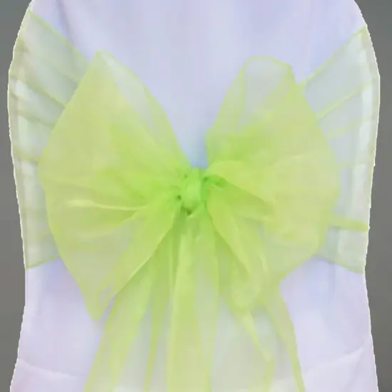10 Pieces Apple Green Angle End Organza Chair Ties, 12"x116" Party Accessories {4}