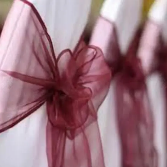 10 Pieces Plum Angle End Organza Chair Sashes, 12"x116" Elegant Event Wraps {4}