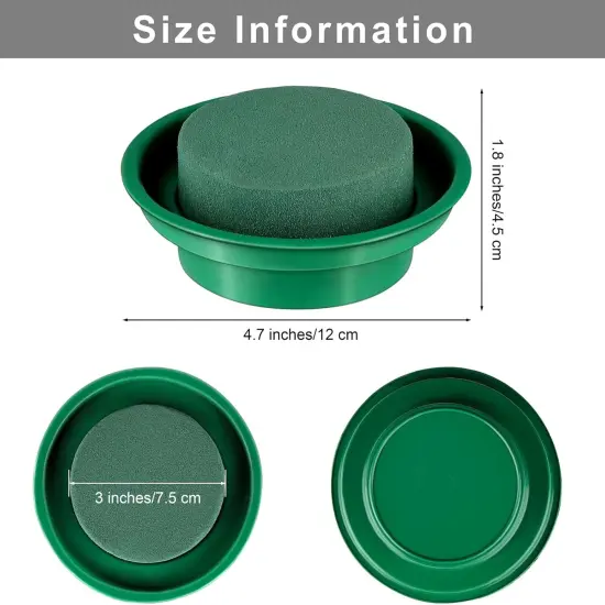 16 Packs Floral Foam Rounds in Bowls DIY Flower Arrangement Kit Green Round Wet Flower Foam Blocks for Fresh and Artificial Flower Arrangements, Birthday Wedding Party Decors {2}