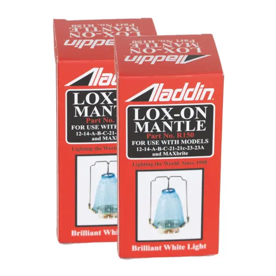 Aladdin Lox-on R150 Oil Lamp Mantle for Brighter and Cleaner Light, Set of 2 {3}