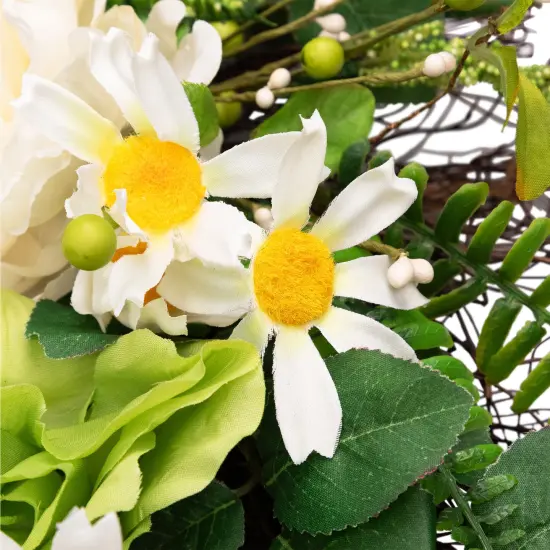 Northlight Mixed Floral Artificial Spring Wreath - 22" Green {7}