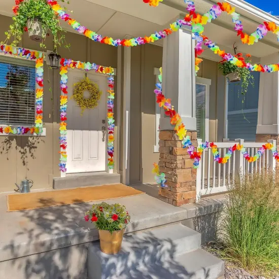 6 Pack Colorful Hawaiian Luau Tropical Flower Lei Garland Party Decorations {5}