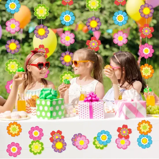8 Pcs Summer Flower Party Decorations Colorful Flower Paper Garlands {4}